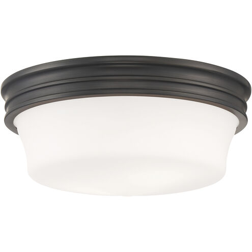 Galen 3 Light 14 inch Oil Rubbed Bronze with Matte Opal Flush Mount Ceiling Light