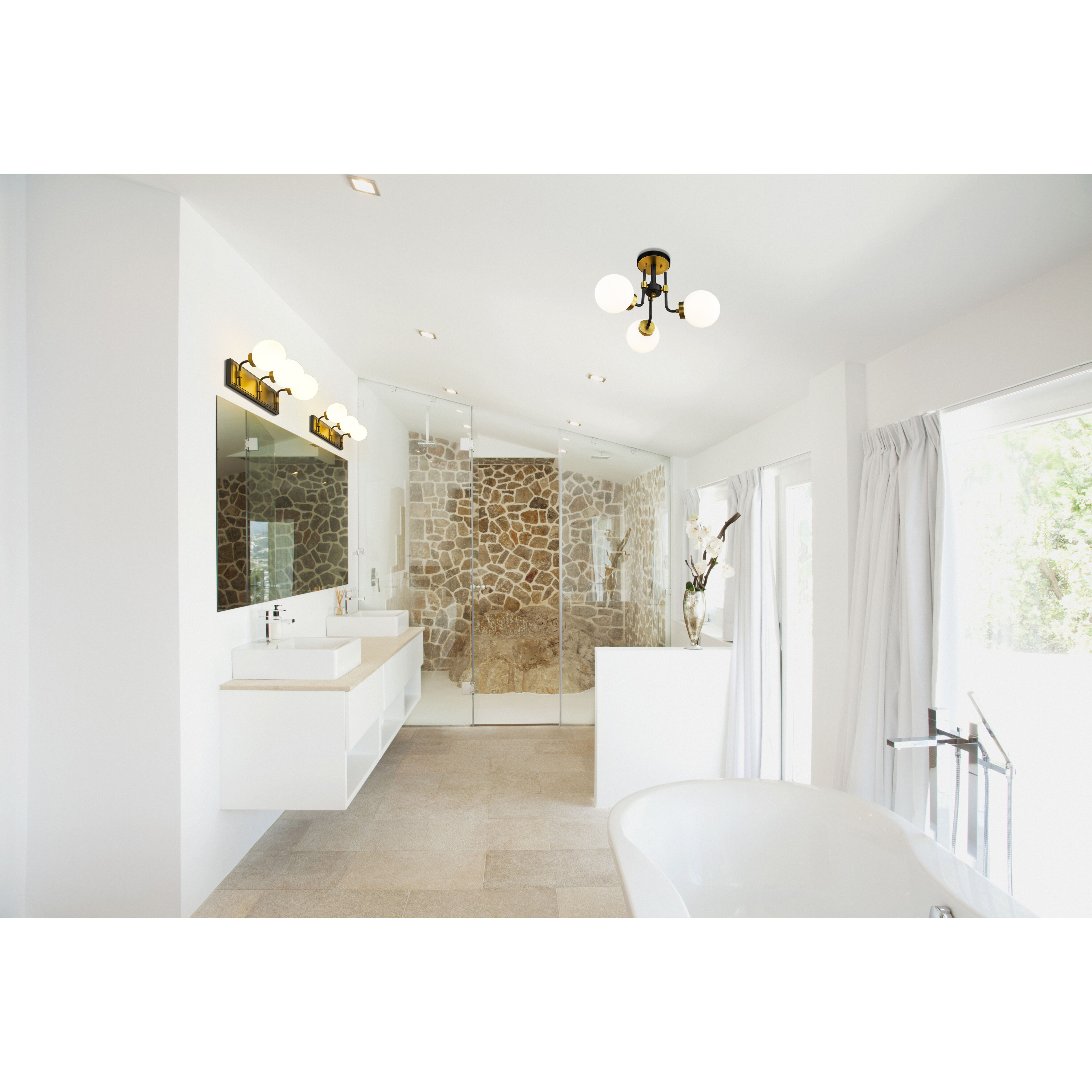 Parsons 3 Light 24 inch Matte Black and Olde Brass Vanity Wall Light