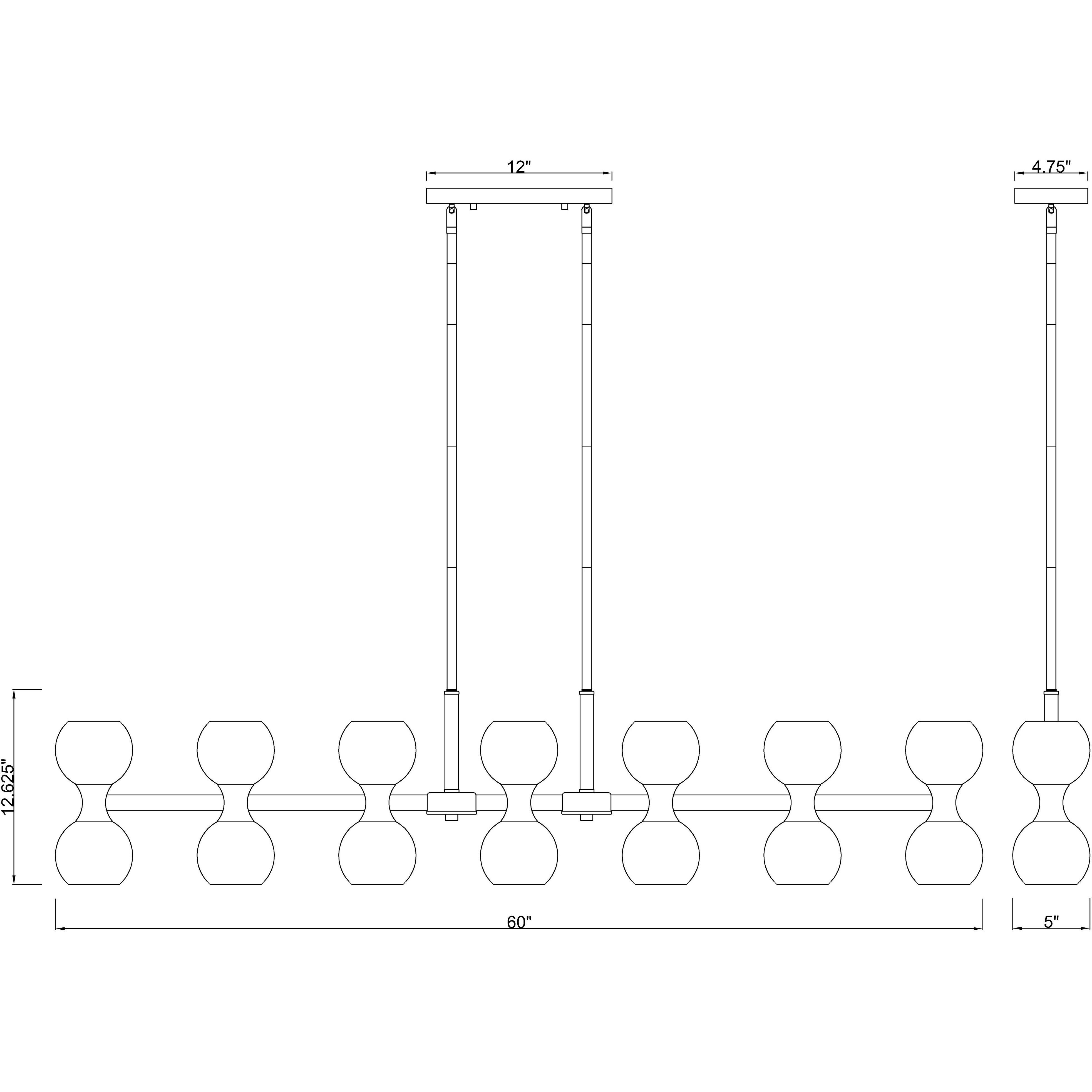 Artemis 14 Light 60 inch Matte Black Linear Chandelier Ceiling Light