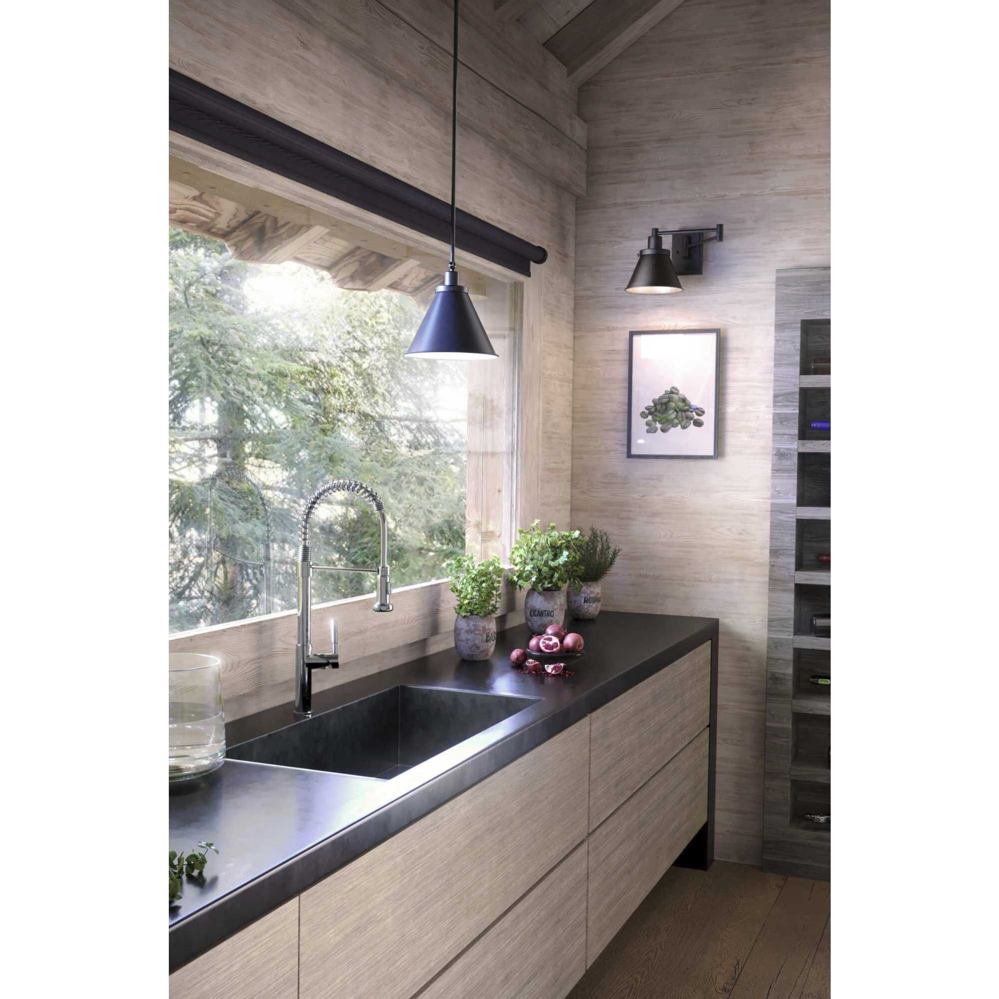 Hinton 12 inch 60.00 watt Matte Black Swing Arm Wall Light