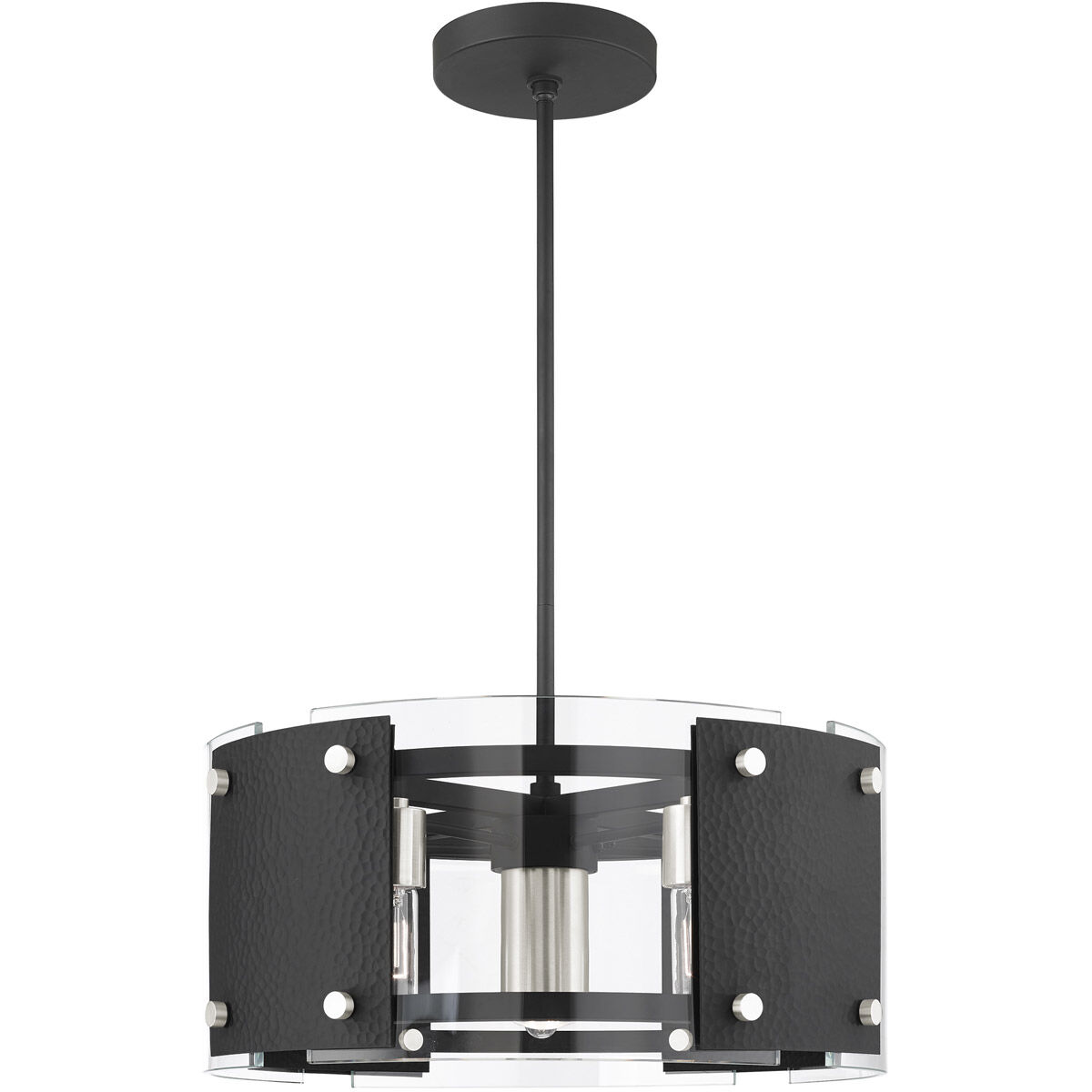 Barcelona 7 Light 8 inch Black with Brushed Nickel Accents Pendant Chandelier Ceiling Light