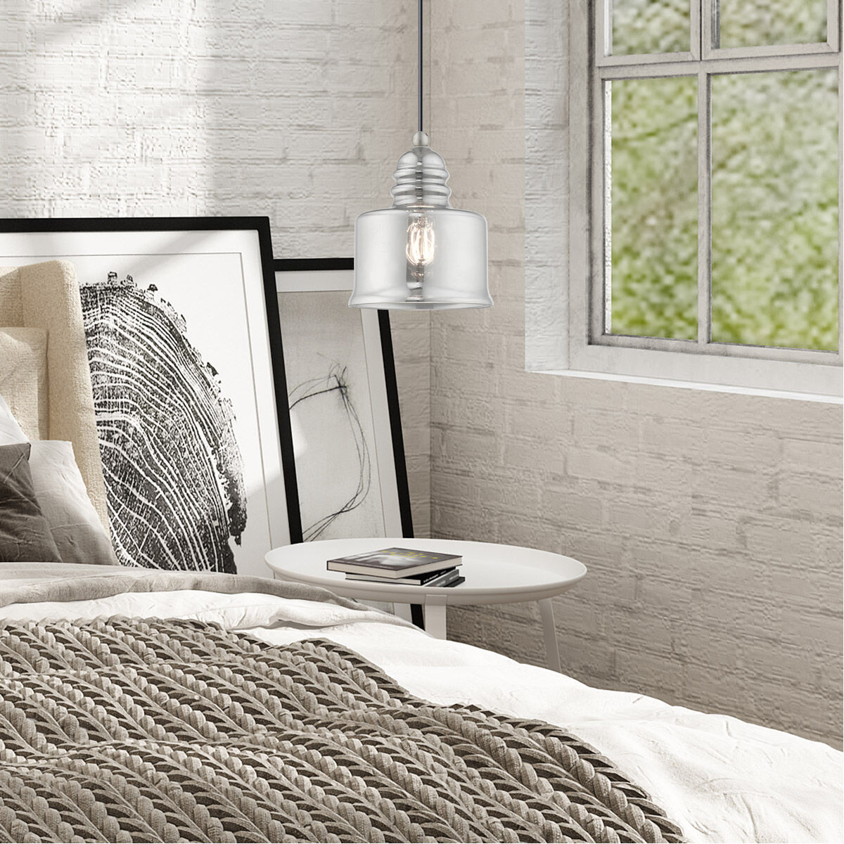 Art Glass 1 Light 7 inch Brushed Nickel Mini Pendant Ceiling Light