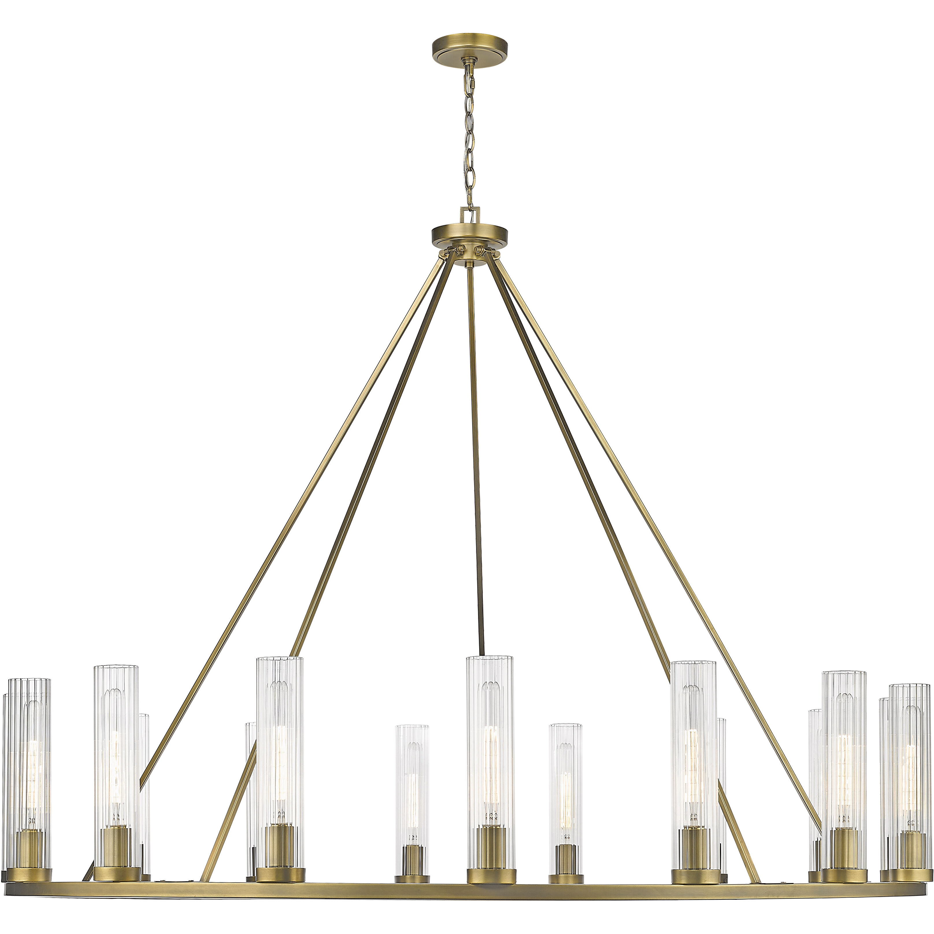 Beau 15 Light 60 inch Rubbed Brass Chandelier Ceiling Light