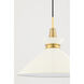 Kiki 1 Light 18 inch Aged Brass Pendant Ceiling Light in Cream Metal