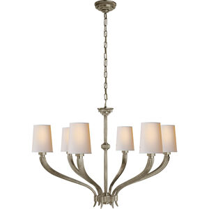 Chapman & Myers Ruhlmann 6 Light 35.25 inch Antique Nickel Chandelier Ceiling Light in Natural Paper, Large