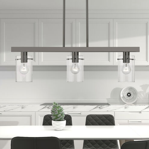 Munich 3 Light 30 inch Black Chrome Linear Chandelier Ceiling Light