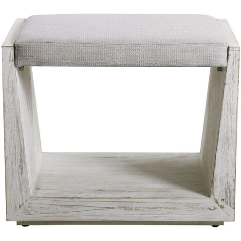 Cabana Warm White Wash and Off White Fabric Bench, Small