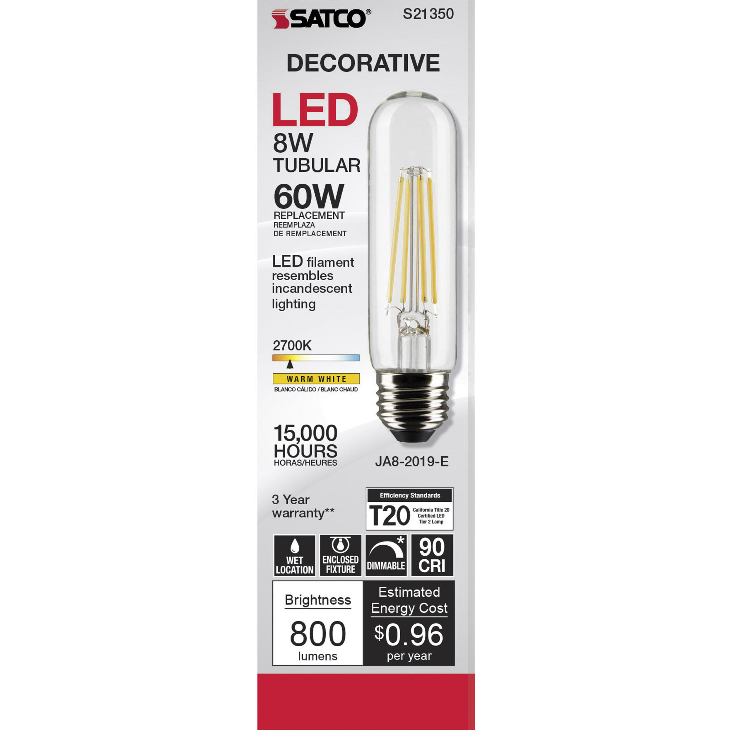Lumos LED Medium Medium 8.00 watt 2700K LED Filament