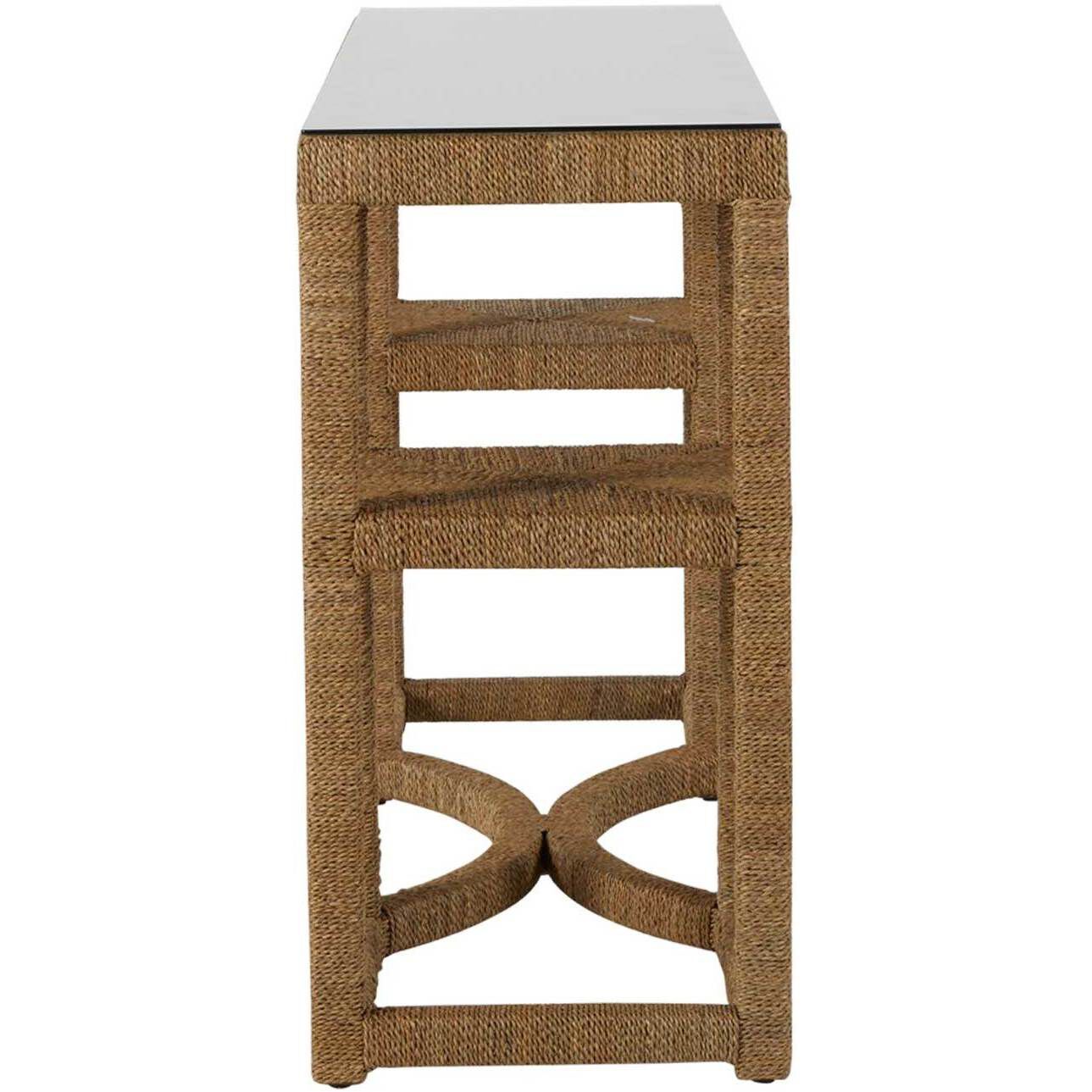 Dandridge 64 X 17 inch Natural Seagrass / Tempered Glass Console Table