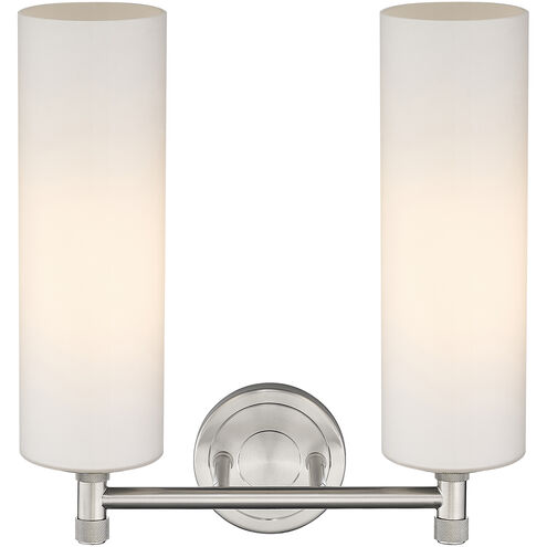Crown Point 2 Light 13.88 inch Satin Nickel Bath Vanity Light Wall Light in Matte White Glass