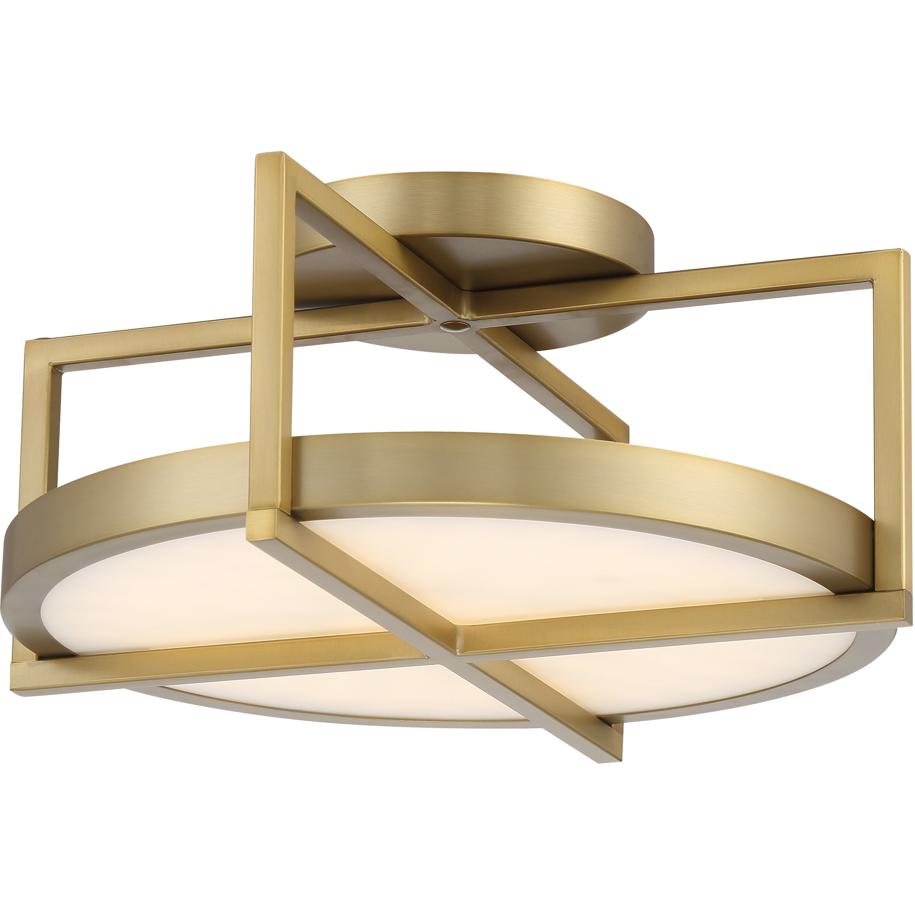 Boada LED 14 inch Soft Brass Semi Flush Ceiling Light