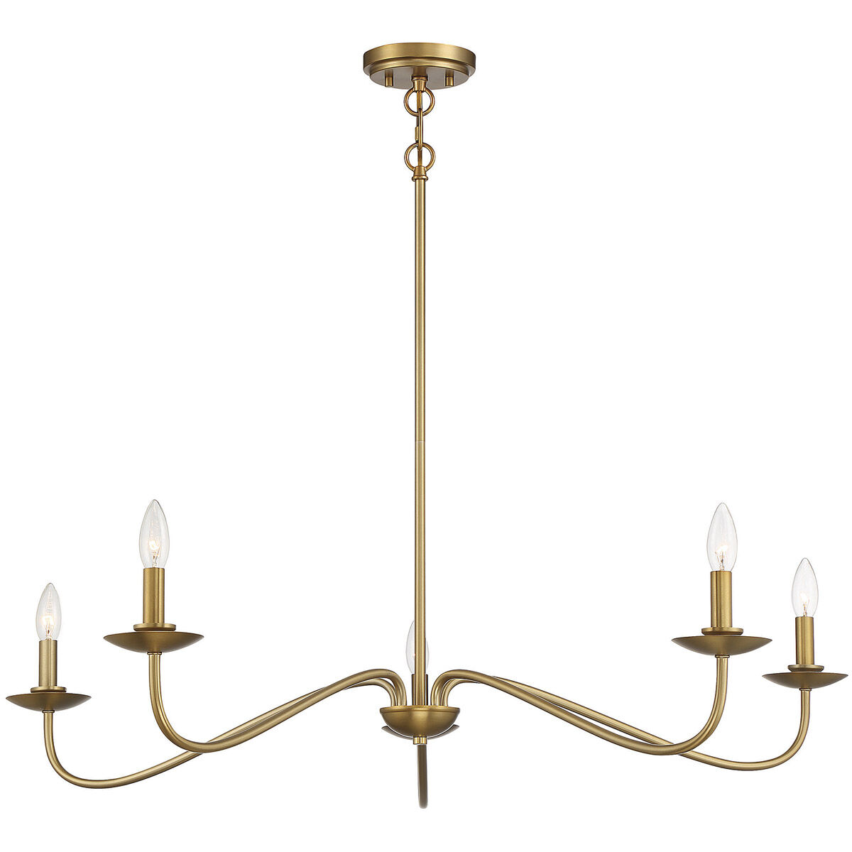 Traditional 5 Light 42 inch Natural Brass Chandelier Ceiling Light