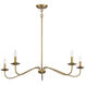 Traditional 5 Light 42 inch Natural Brass Chandelier Ceiling Light
