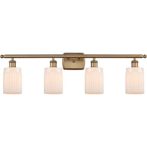 Ballston Hadley LED 36 inch Brushed Brass Bath Vanity Light Wall Light in Matte White Glass, Ballston