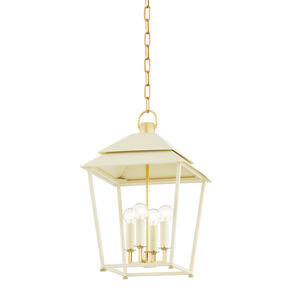 Natick 4 Light 13 inch Aged Brass Indoor Lantern Ceiling Light in Soft Sand