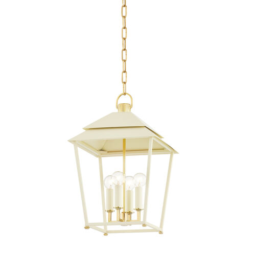 Natick 4 Light 12.5 inch Aged Brass Hanging Lantern Ceiling Light in Soft Sand