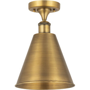 Ballston Cone 1 Light 8 inch Brushed Brass Semi-Flush Mount Ceiling Light