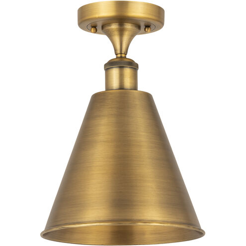 Ballston Cone 1 Light 8 inch Brushed Brass Semi-Flush Mount Ceiling Light