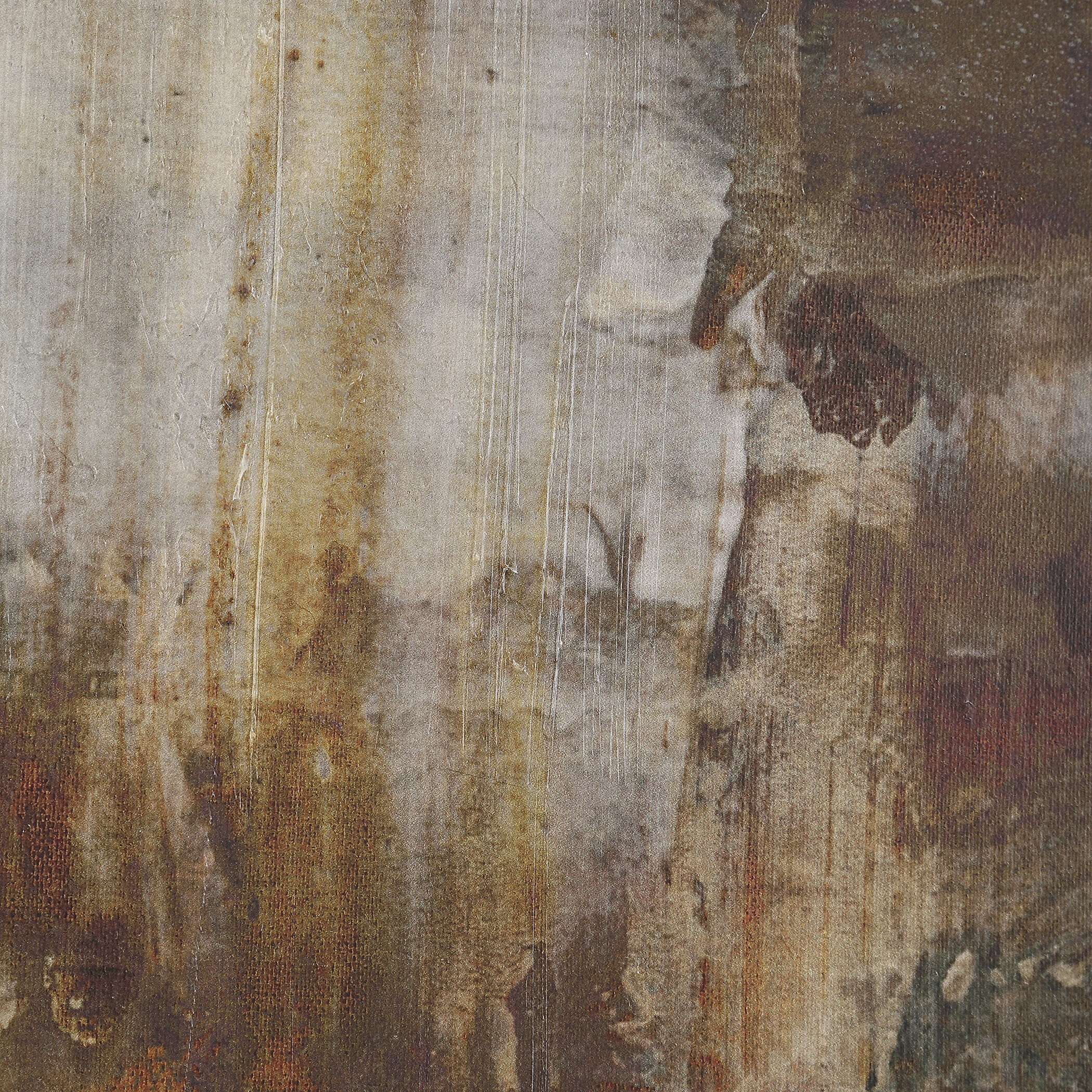 Molten Patina Earth Tones and Light Oak Framed Canvases, Set of 2