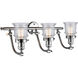 Franklin Restoration Small Canton 3 Light 28 inch Polished Chrome Bath Vanity Light Wall Light in Seedy Glass, Franklin Restoration