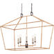 Denison 6 Light 40 inch Mole Black/Natural Rattan Lantern Pendant Ceiling Light