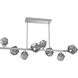 Gem LED Classic Silver Linear Multi-Pendant Ceiling Light in Smoke, 2700K LED, Twisted Branch
