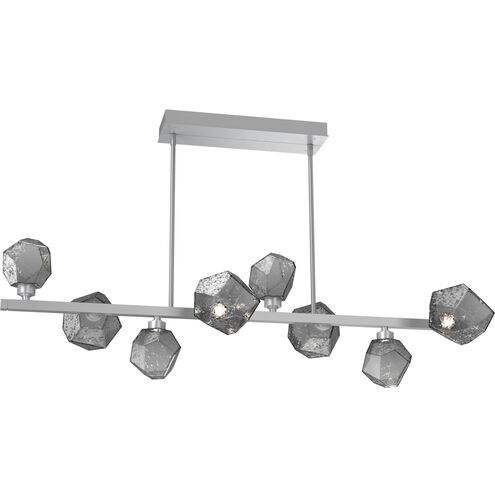Gem LED Classic Silver Linear Multi-Pendant Ceiling Light in Smoke, 2700K LED, Twisted Branch