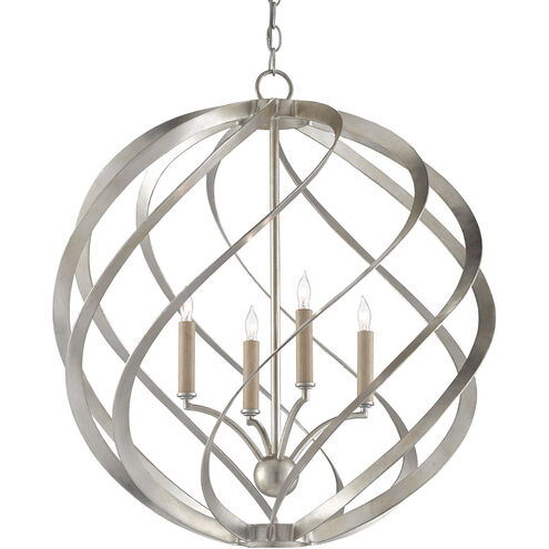 Roussel 4 Light 24 inch Contemporary Silver Leaf Orb Chandelier Ceiling Light 