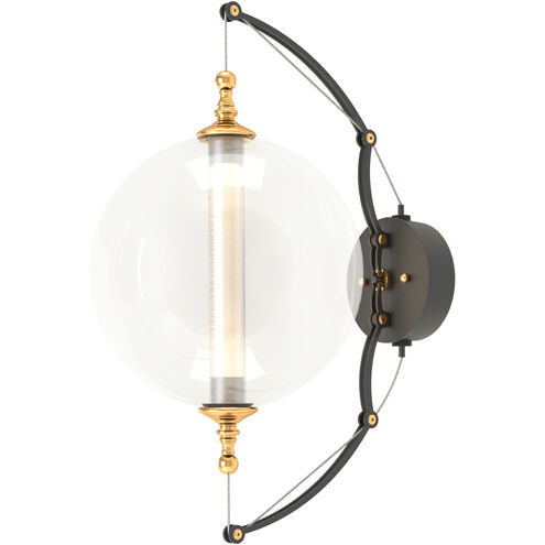 Otto LED 11 inch Black with Brass Accents Sconce Wall Light, Sphere