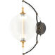 Otto LED 11 inch Black with Brass Accents Sconce Wall Light, Sphere