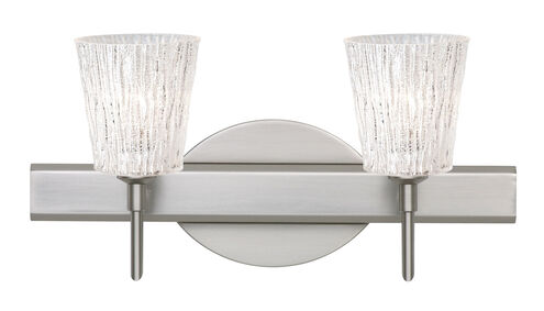 Nico 4 2 Light 15 inch Satin Nickel Vanity Lighting Wall Light in Halogen, Glitter Stone Glass