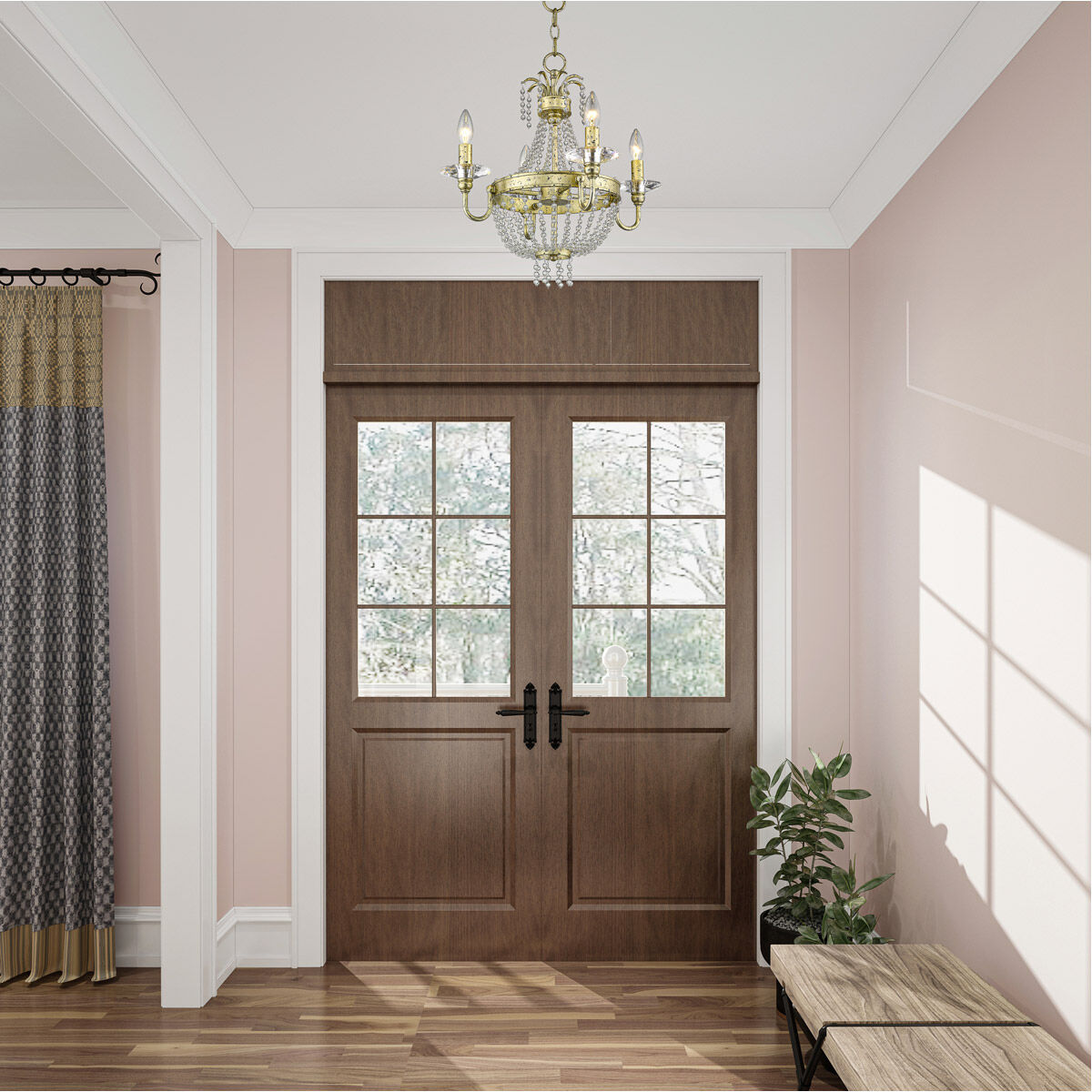 Valentina 4 Light 18 inch Hand Applied Winter Gold Convertible Mini Chandelier/Ceiling Mount Ceiling Light