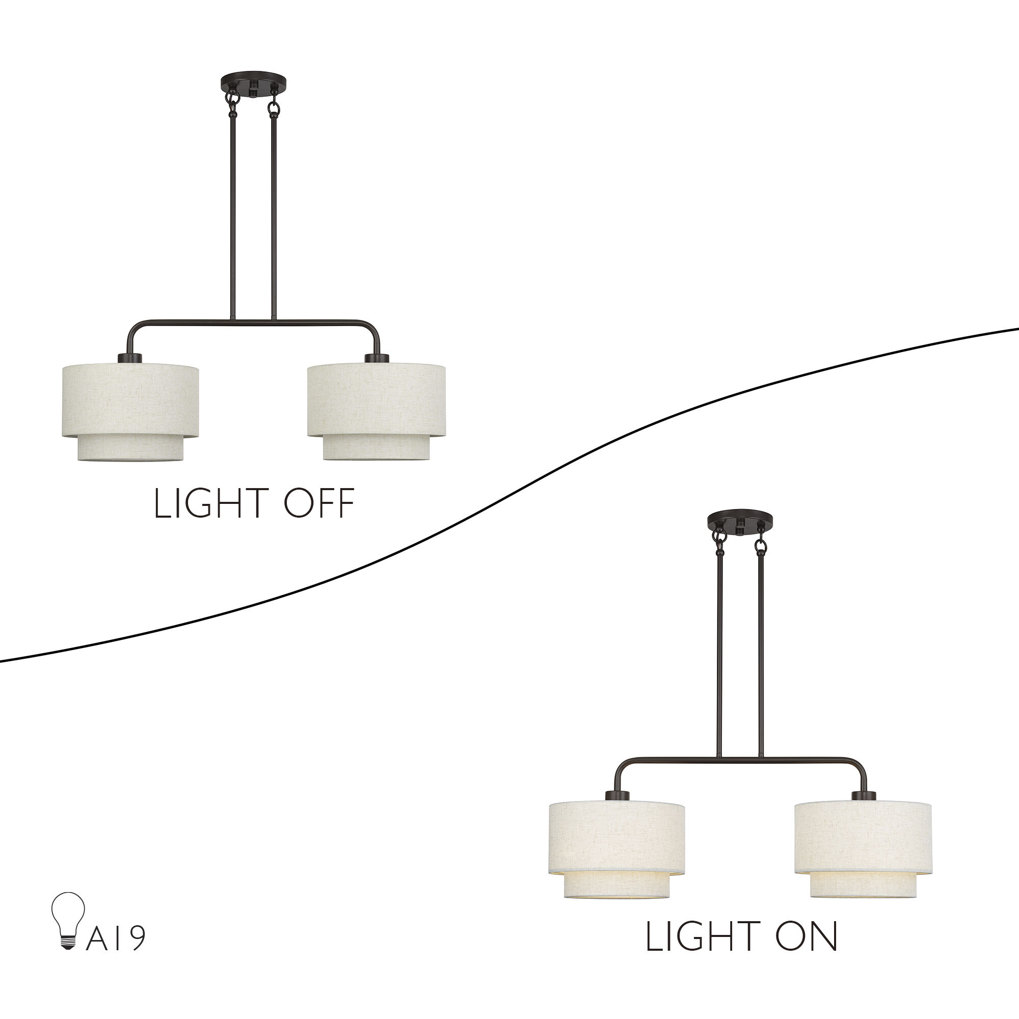 Manorwood 2 Light 34 inch English Bronze Linear Chandelier Ceiling Light, Large