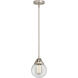 Nouveau 2 Beacon 1 Light 6 inch Brushed Satin Nickel Mini Pendant Ceiling Light in Incandescent, Clear