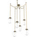Meteo 6 Light 17 inch Gilded Brass Swag Multi-Pendant Ceiling Light in Clear, Diamond Chain