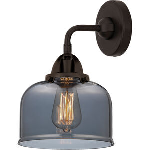 Nouveau 2 Large Bell LED 8 inch Oil Rubbed Bronze Sconce Wall Light in Plated Smoke Glass