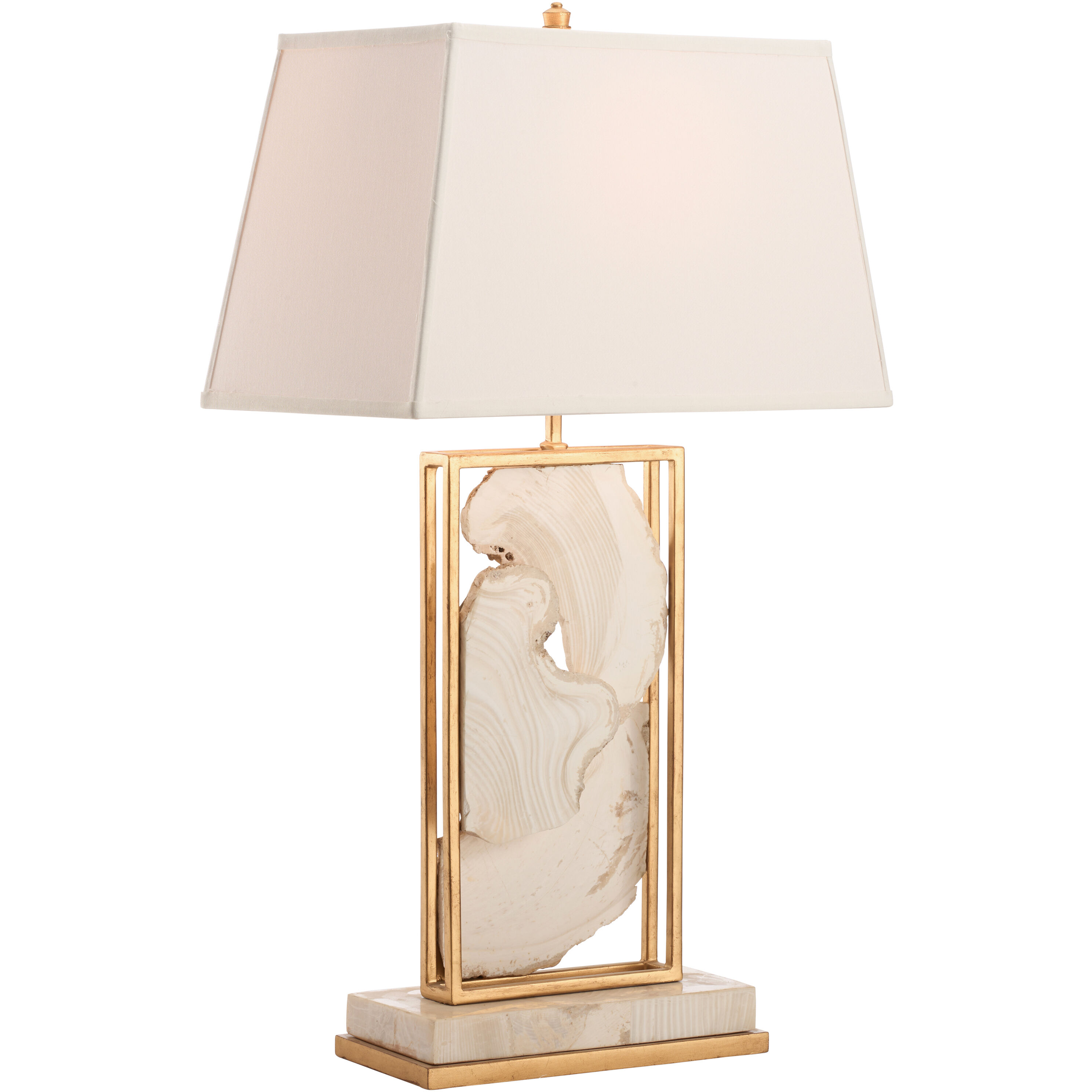 Clam Shell 24 inch 100.00 watt White/Cream and Gold Table Lamp Portable Light