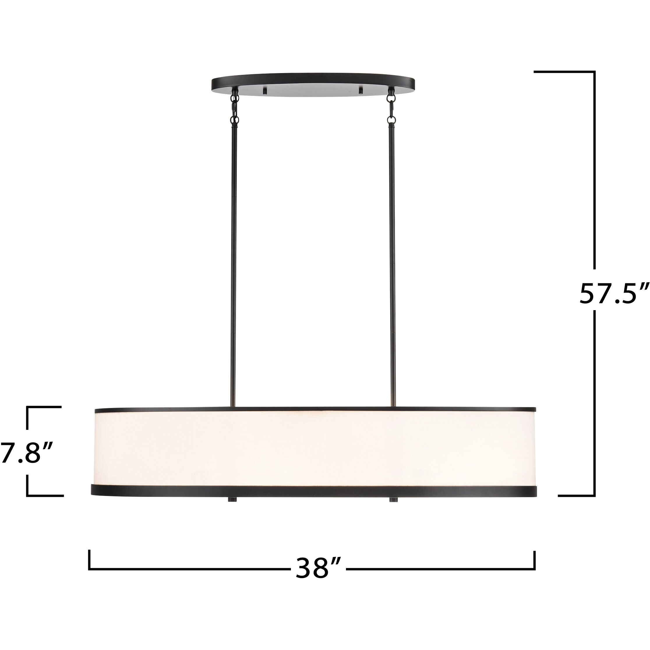 High Street 8 Light 38 inch Black Pendant Ceiling Light