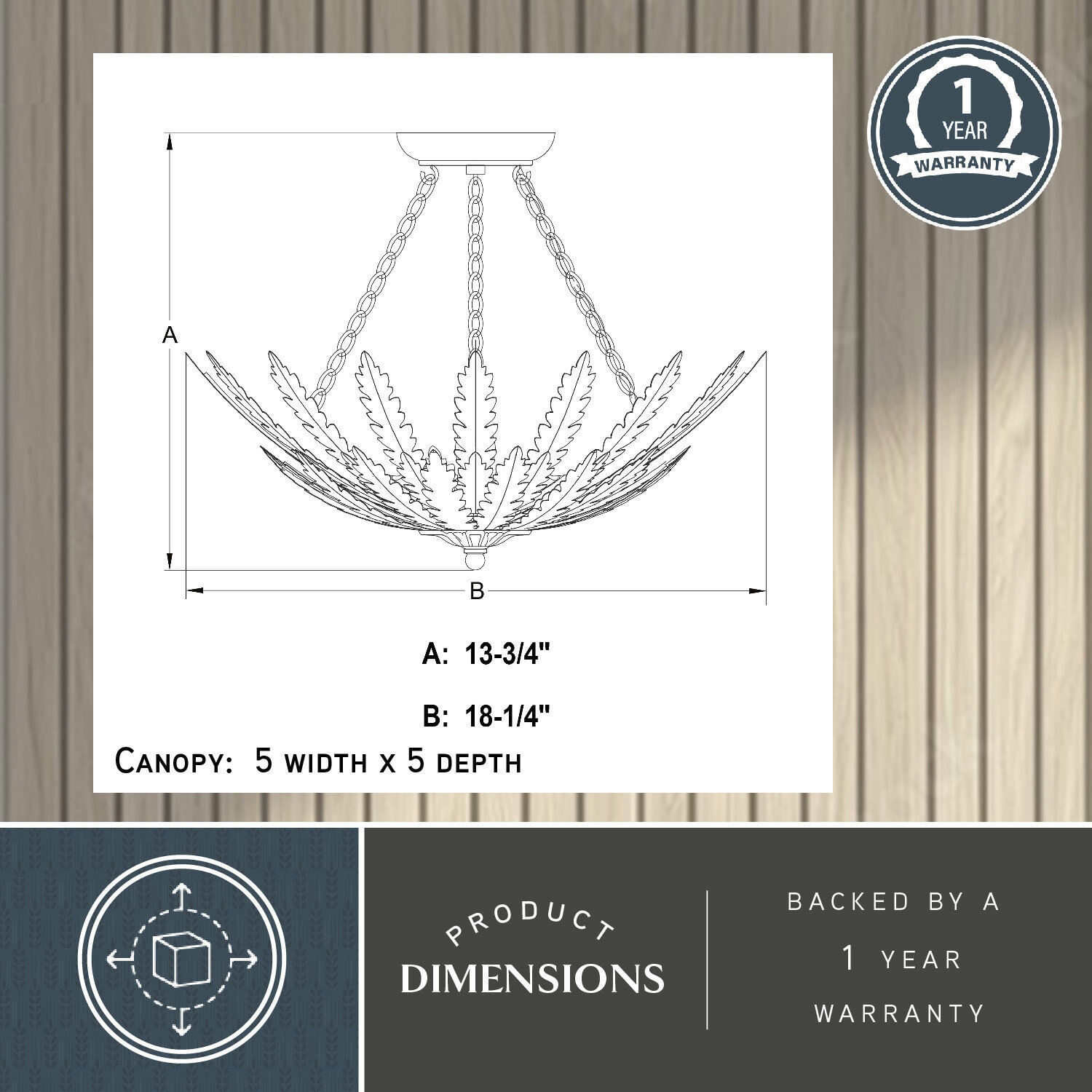 Ozette 3 Light 18 inch Painted Gold Semi Flush Mount Ceiling Light, Leaf Motif