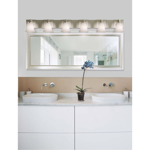 Fusion 6 Light 55.75 inch Brushed Nickel Bath Vanity Light Wall Light in 4200 Lm LED, Round Flared, Opal Fusion