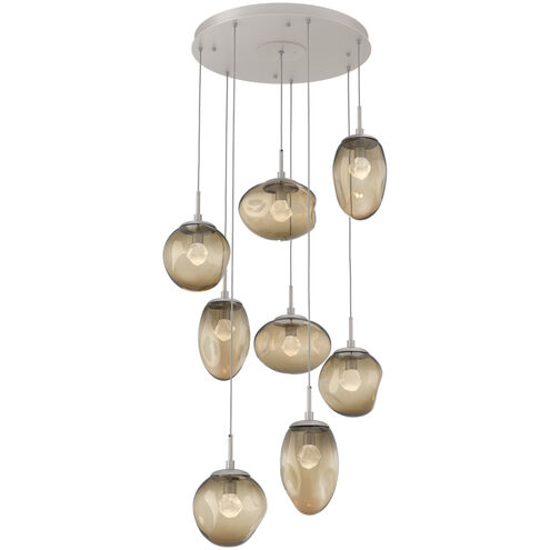 Cosmos LED LED 31.9 inch Beige Silver Chandelier Ceiling Light in 3000K LED, Metallic Beige Silver, Clear Zircon Inner with Bronze Cosmos Outer, Round Multi-Port