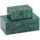 Malachite Trompe L'oeil 12 inch Green/Brass/Natural Boxes, Set of 2