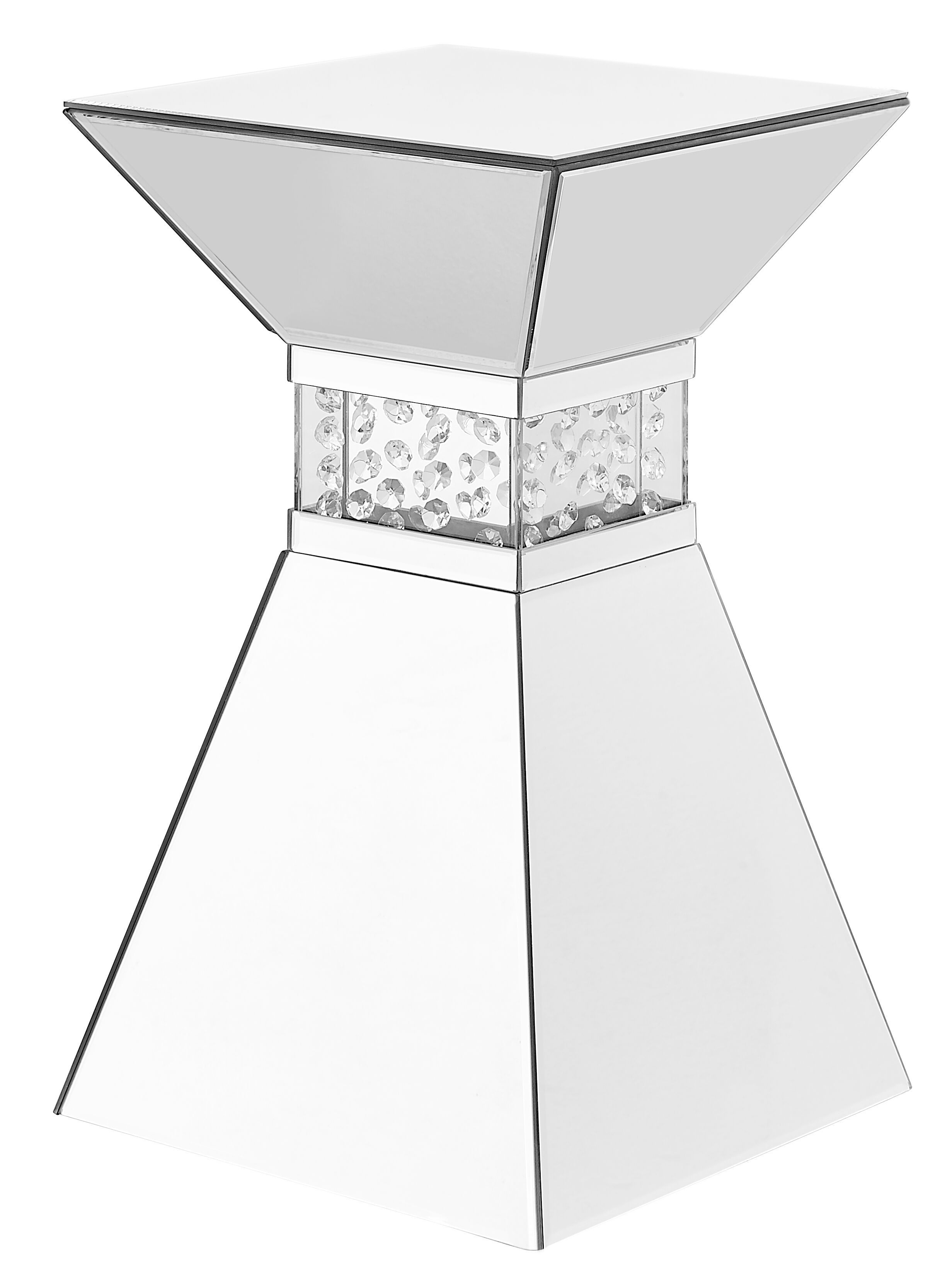 Modern 20 X 12 inch Clear Mirror and Crystal End Table 