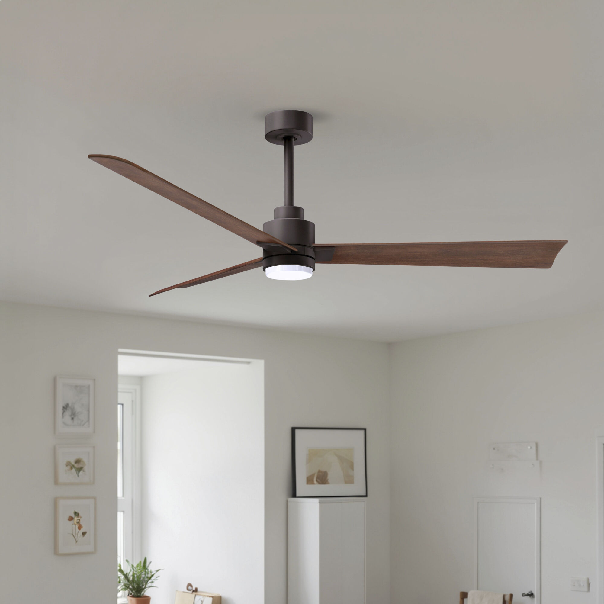 Atlas Alessandra - LK 56 inch Textured Bronze with Walnut Tone Blades Ceiling Fan