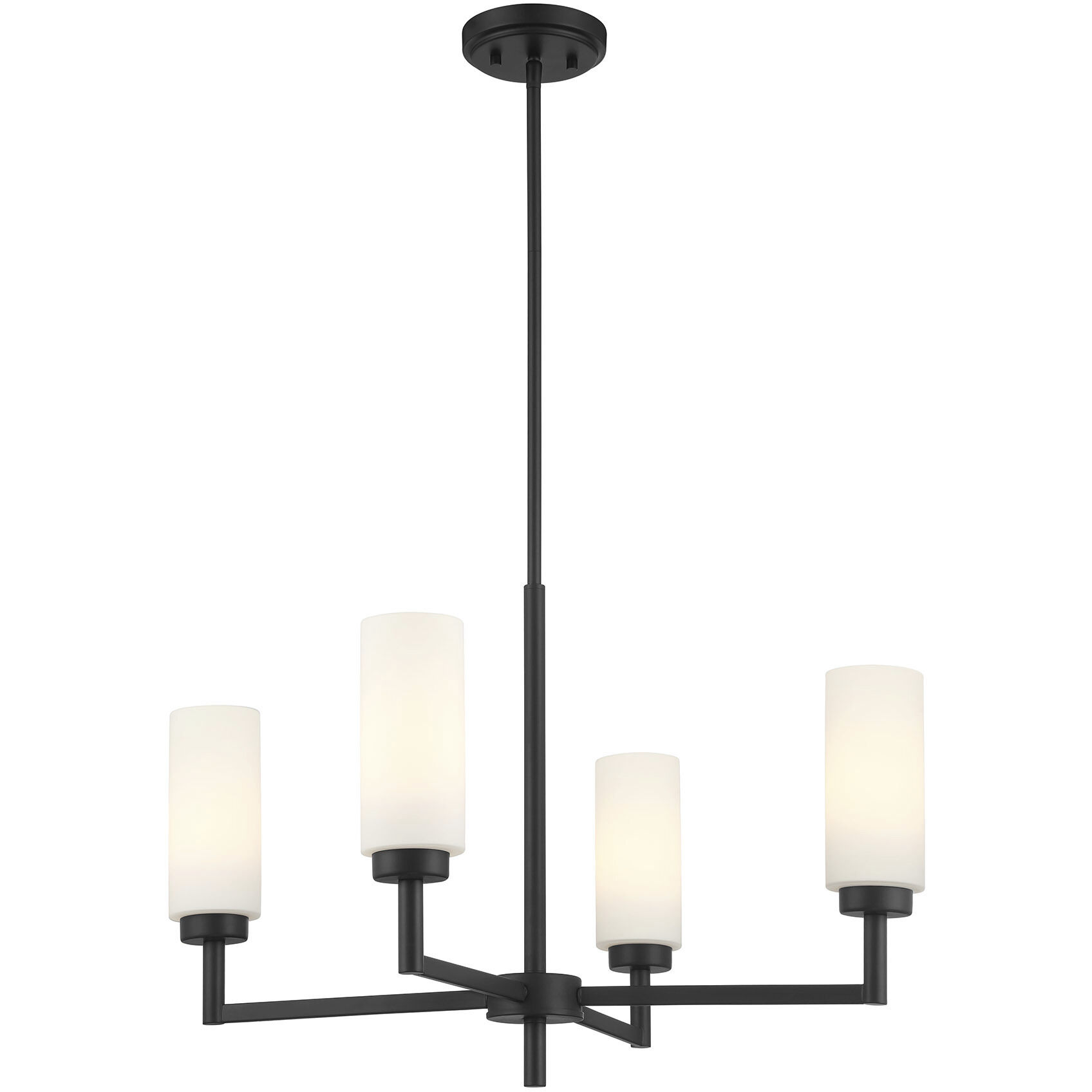 Contemporary 4 Light 26 inch Matte Black Chandelier Ceiling Light