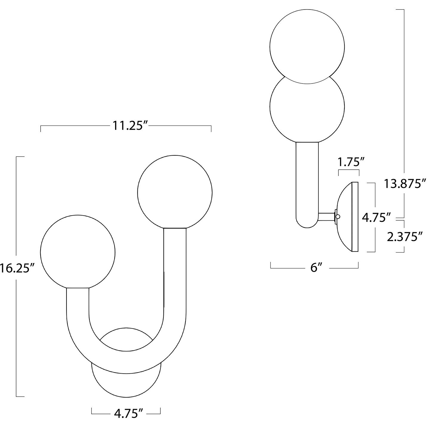 Happy 2 Light 16.25 inch Black Outdoor Sconce, Left