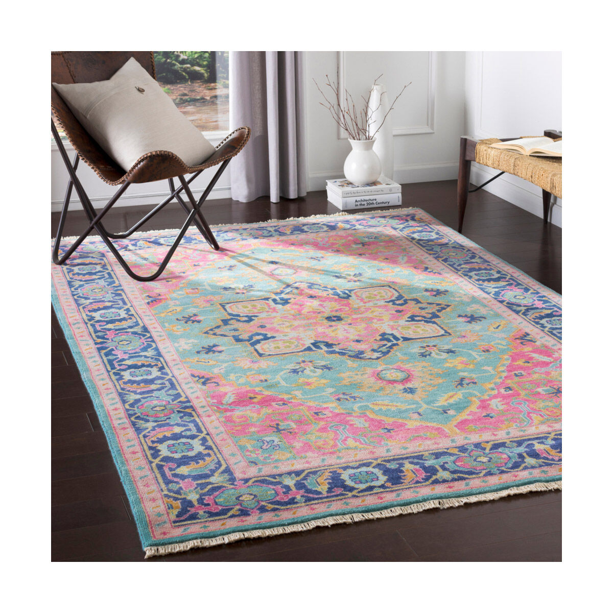Kinsey 36 X 24 inch Teal Rug, Rectangle