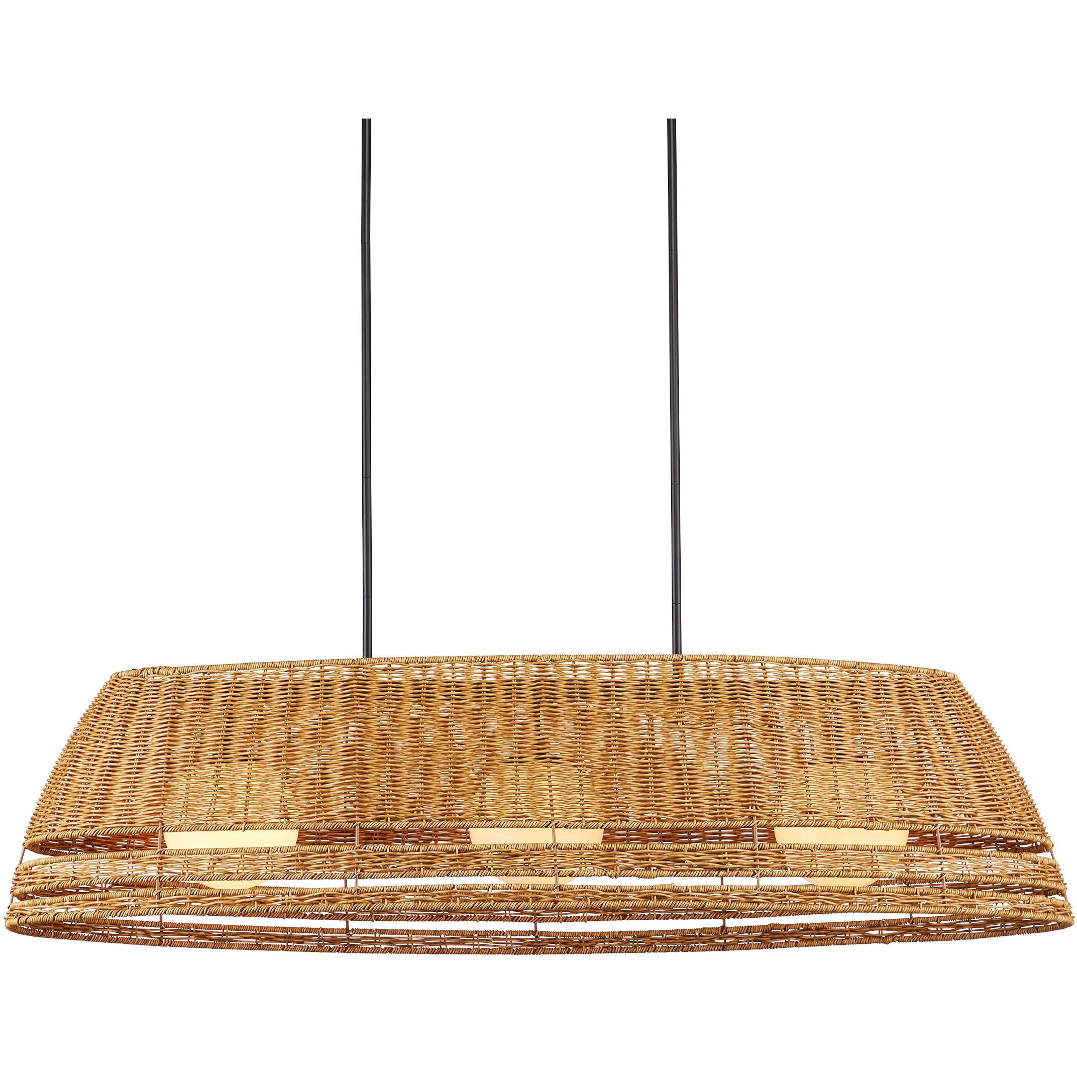 Barbary 3 Light 52.75 inch Natural/Black/Frosted White Outdoor Chandelier