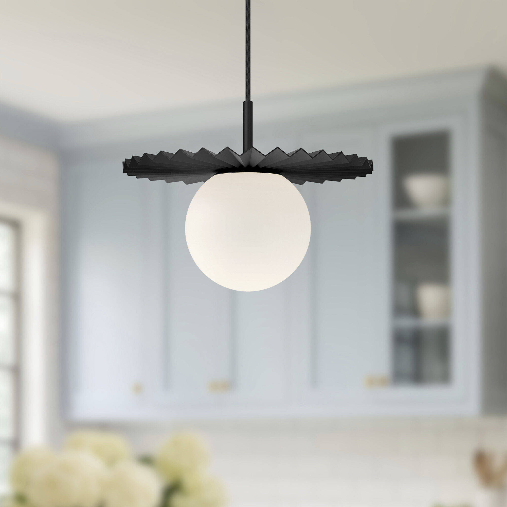 Alora Mood Plume Pendant Ceiling Light in Matte Black