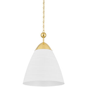 Bronson 1 Light 19.25 inch Aged Brass/White Plaster Pendant Ceiling Light